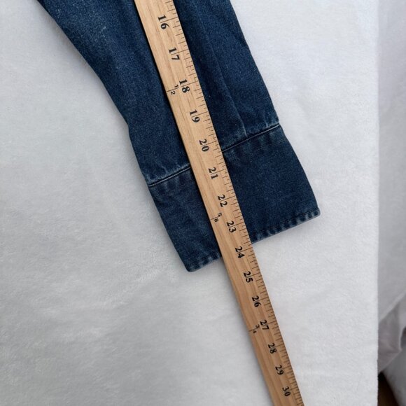 Vintage Carhartt Denim Shirt MensL Blue Western Workwear Pearl Snap Flap Pocket - Picture 10 of 12